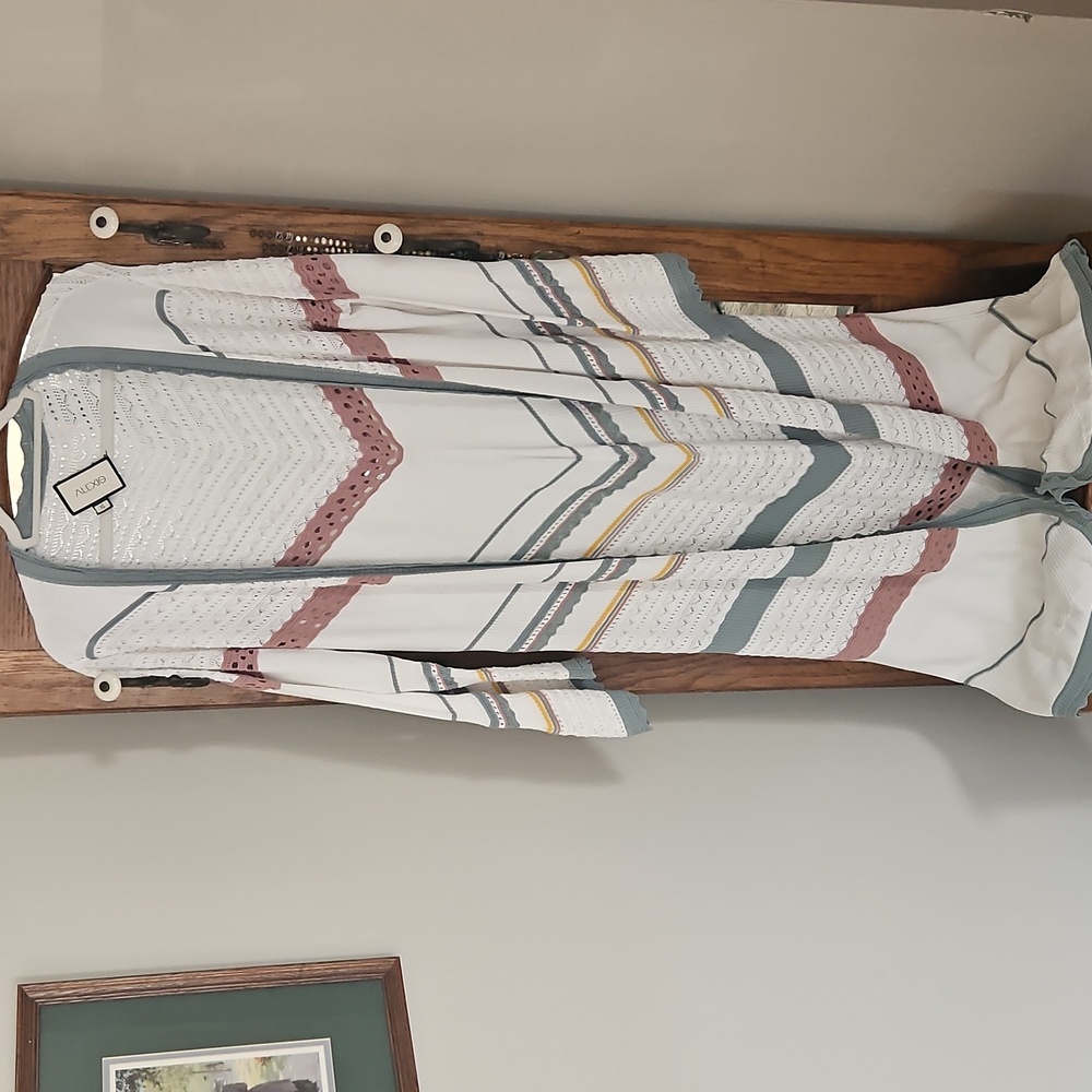 $400 ALEXIS crochet Long Duster Unbelted Final$ Not Worn Outside My Home Firm$